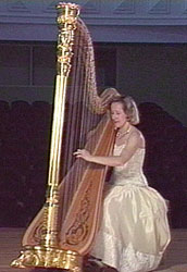Photo of harpist Erzsébet Gaál. Bloomington, Indiana (1998) Photograph by Charles Hodge © 1998 Charles Hodge, Final Cut Video Productions