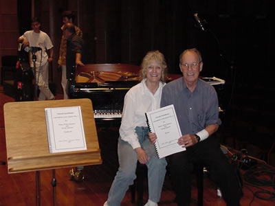Photo of pianist Jane Perry-Camp, composer Harold Schiffman – after recording Chamber Concerto No. 2:  In Memoriam Edward Kilenyi (2000). János Richter Hall, Győr, Hungary (15 June 2003) Photograph by Szidónia Juhász