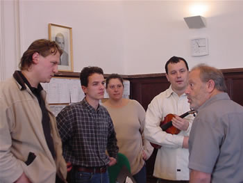 Photo of Rehearsal:  Mátyás Antal with Auer Quartet. Budapest; Hungary (1 October 2004)