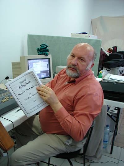 Photo of Recording engineer István Biller in the process of editing Ninnerella Variata. Győr, Hungary (18 October 2008)