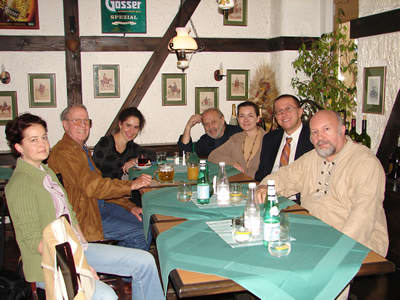 Photo of the principals involved in recording Variations on "Branchwater" gathered at Győr's Monarchia Restaurant. Győr, Hungary (12October2008)