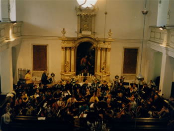 Photo of Recording the Symphony (1961) in the Evangelical Church (Evangélikus Öretemplom). Győr, Hungary (19 May 1998)