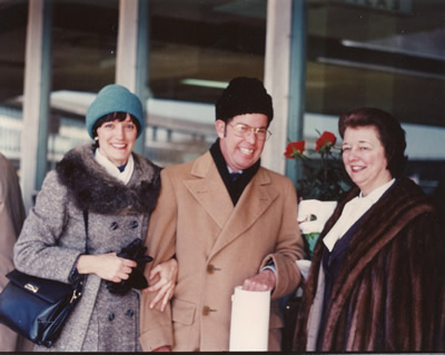 L to R: Jane Perry-Camp, Harold, Janice Harsanyi - at LaGuardia Airport, awaiting the return flight to Tallahassee after the Alice Tully Hall at Lincoln Center concert with its world première of Epigram (1980); New York, New York. (31 January 1981) Photograph by Nicholas Harsanyi