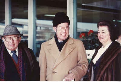 L to R: Nicholas Harsanyi, Harold, Janice Harsanyi - at LaGuardia Airport, awaiting the return flight to Tallahassee after the Alice Tully Hall concert with its world première of Epigram (1980)