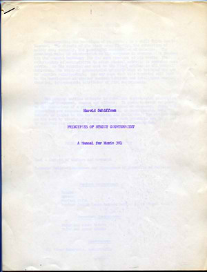 Photo of the cover page to Harold Schiffman's PRINCIPLES OF STRICT COUNTERPOINT: A Manual for Music 301