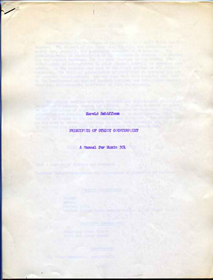 Photo of the cover page to Harold Schiffman's PRINCIPLES OF STRICT COUNTERPOINT: A Manual for Music 301