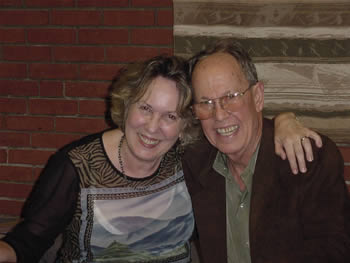 Photo of poet Kathryn Stripling Byer and composer Harold Schiffman after the première of Wake (2003). Coulter Recital Hall, Western Carolina University, Cullowhee, North Carolina (26 August 2004)