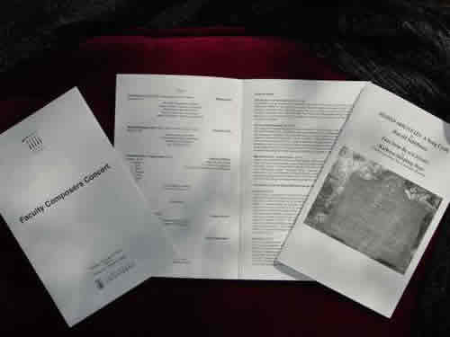 Photo of Programs from the performance of Blood Mountain at the University of North Carolina at Greensboro (23 February 2010)