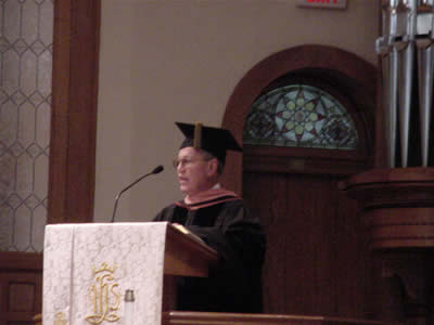 Photo of Commencement Address to the Graduates of the School of Music, The University of North Carolina at Greensboro, presented by Harold Schiffman. West Market Street United Methodist Church, Greensboro, North Carolina (14 May 2004)